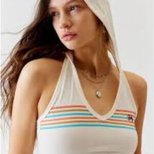 BDG Marina Striped Hooded Halter Tank Top
